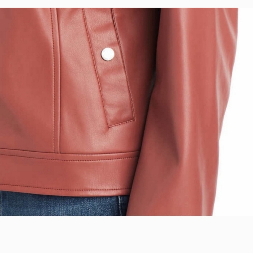 Vince Camuto Womens Faux Leather Jacket, pink nwt - Picture 7 of 7